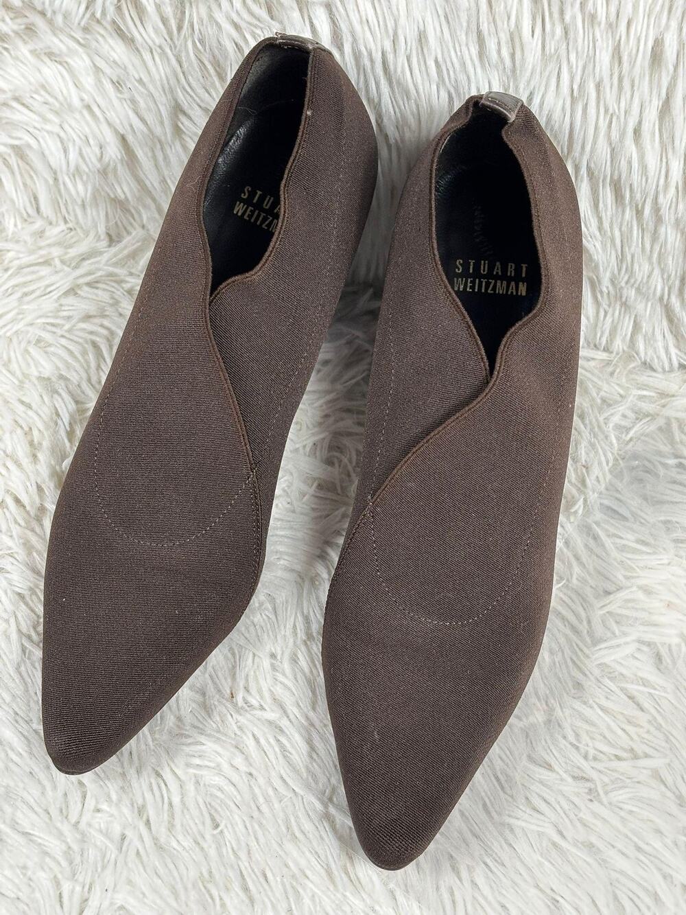 Stuart Weitzman Boots Womens Size 8 Brown Ankle Booties Block Heel Pointed Toe